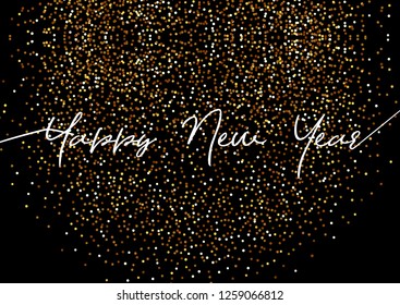 Happy New Year background with text on gold glitter design