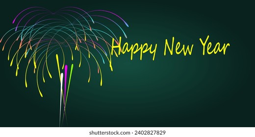 Happy New Year background vector. Suitable for banner, poster, flyer, web.
Fireworks New Year background.