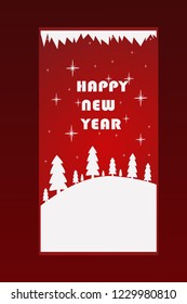 Happy new year background with a white tree vector.