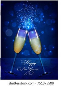 Happy new year background with wine glass