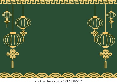 Feliz Año Nuevo. Fondo de Vector de Festiva de invierno en verde. Perfecto para tarjetas de felicitación, carteles, Anuncios, publicaciones en redes sociales, invitaciones y diseños de celebración del Año Nuevo
