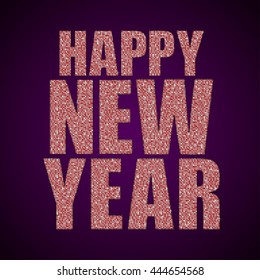 Happy New Year background for your card. Sparkle glitter background. Glittering red sequins frame.