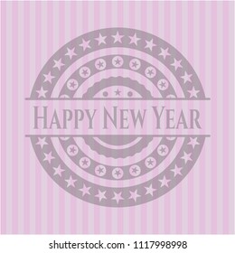 Happy New Year badge with pink background