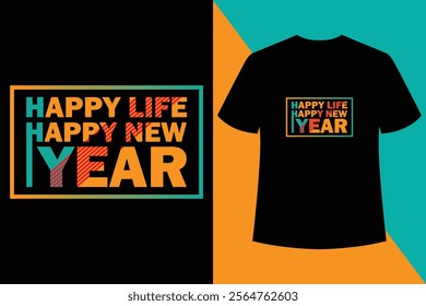 Happy New Year Balck t shirt design,Groovy Style T-shirt Design. wavy,Festival, Wavy, Girly, Party, Retro,new year,new year,new year t shirt design.