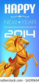 Happy New Year Banner for 2014 year of Horse. Vector illustration.