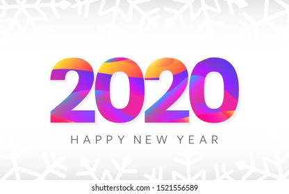Happy New Year banner. 2020 logo text. Creative card with colorful numbers. Xmas template for poster, flyer, brochure. Merry Christmas minimal design. Vector illustration.