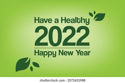 happy new year banner 2022 with green letters and numbers. two thousand and two in a green gradient background