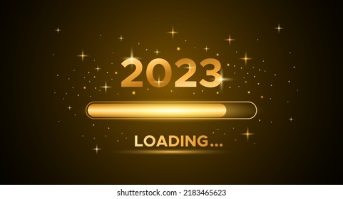 Happy new year banner with 2023 loading. Holiday vector illustration of Golden numbers 2023 background. vector illustration.Xmas