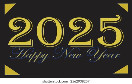 Happy new year banner, 2025 new year vector art and illustration. can use for, landing page, template, ui, web, mobile app, poster, banner, flyer, background