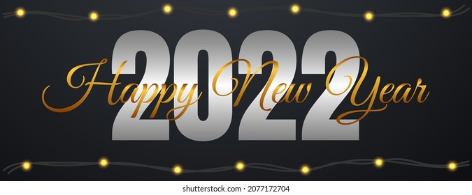 Happy New year banner background in black and gold color