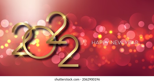 Happy New Year banner with bokeh lights design