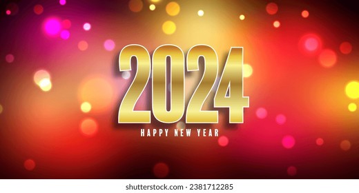 Happy New Year banner with bokeh lights design