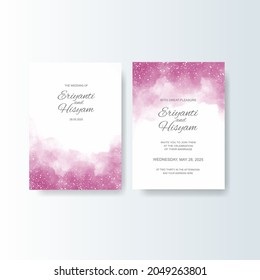 Happy new year banner or card template with watercolor wash splash 