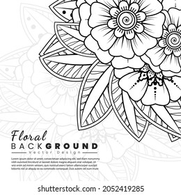 Happy new year banner or card template with mehndi flower