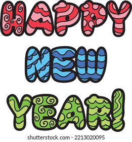 Happy New Year Banner Cartoon Colored Clipart