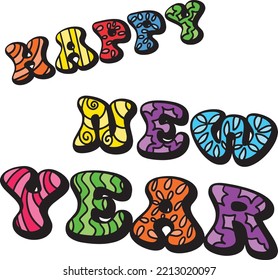 Happy New Year Banner Cartoon Colored Clipart