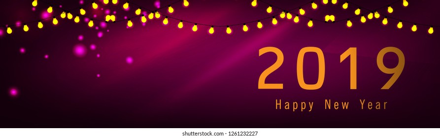Happy New Year Banner Design, Vector Illustration.