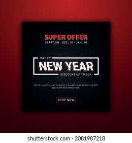 Happy new year banner design with dark background