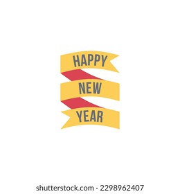 Feliz Año Nuevo Icono de la bandera plana - Feliz Año Nuevo Ilustración de vectores.