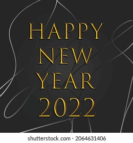 Happy New Year Banner with Gold Numbers 2022 on Shiny Background with Flying Confetti. Vector illustration.