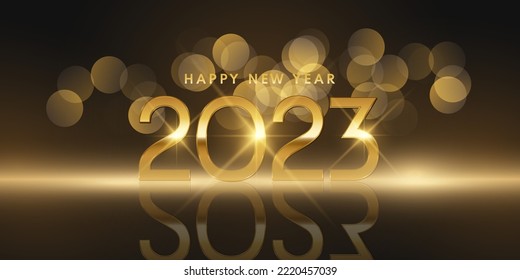 Happy New Year banner with a gold numbers design