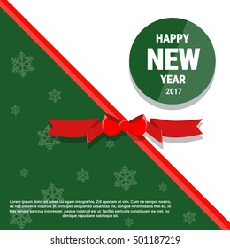 Happy New Year Banner Holiday Celebration Decoration With Copy Space Flat Vector Illustration