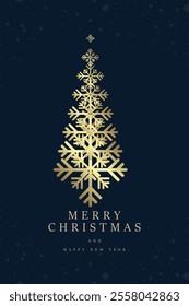 Happy New Year banner with premium snowsມ Luxury Christmas symbols vector in premium concepts. Elegant snow flakes for Merry Christmas