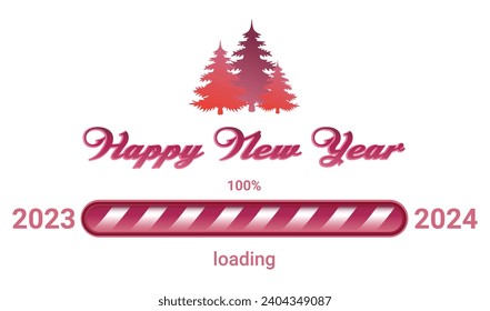 Banner de año nuevo feliz con ilustración vectorial de barra de progreso