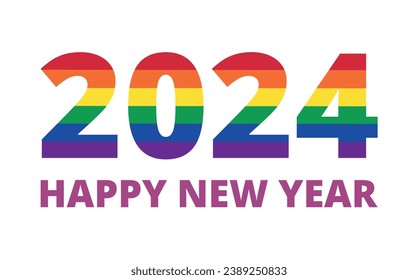 Happy new year banner with the rainbow colors in the background