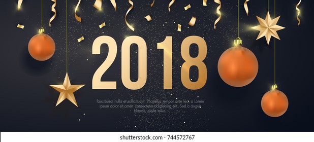 Happy new year banner with sample text 2018.Vector illustration.