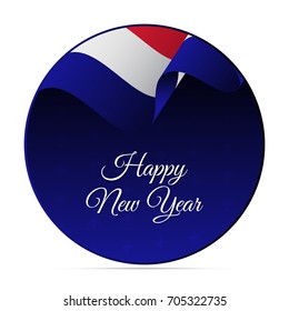 Happy New Year banner or sticker. Croatia waving flag. Snowflakes background. Vector illustration.