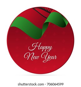 Happy New Year banner or sticker. Malawi waving flag. Snowflakes background. Vector illustration.