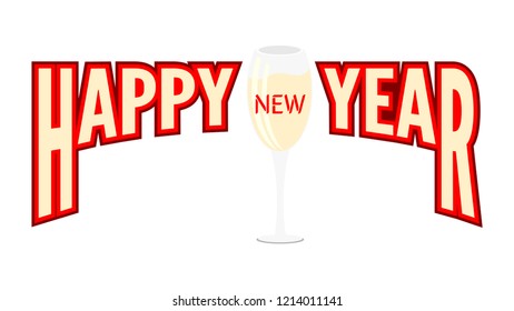 Happy New Year - banner with two glasses of champagne