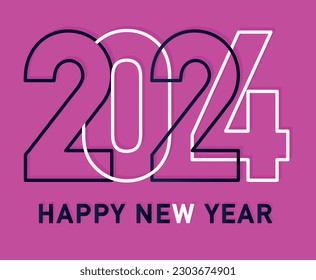 Happy new year banner, vector poster 0f 2024 concept