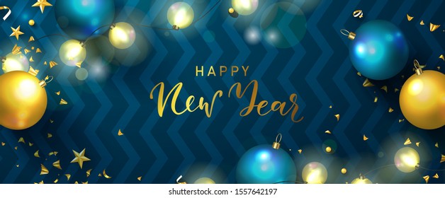 Happy New Year Bannerholiday Background Realistic Stock Vector (Royalty ...