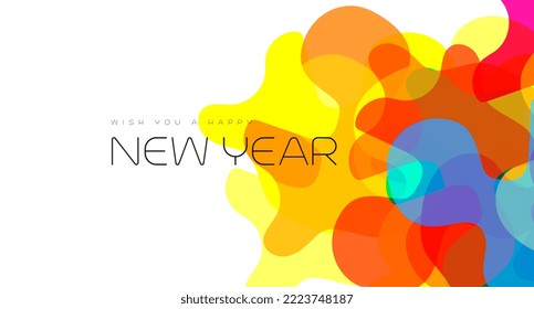 A Happy New Year banners deign in vector with colorful patterns and white background.