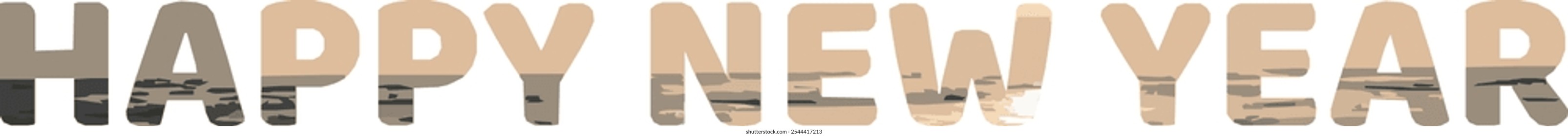Happy New Year Beach Theme Font Design