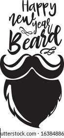 Happy New Year Beard Christmas Greeting in a Banner