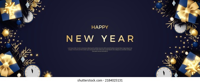 happy new year with beautiful golden colored greetings.