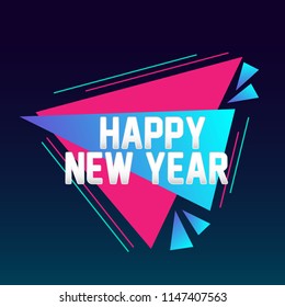 happy new year, beautiful greeting card with triangle illustration for market theme, vector background, poster or banner, sign