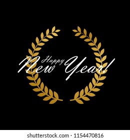 happy new year, beautiful greeting card with golden crown illustration for glory theme, vector background, poster or banner