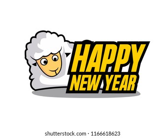 happy new year, beautiful greeting card background or banner with sheep illustration for muslim event or farm theme. design illustration