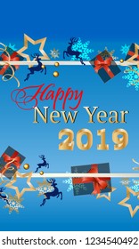 Happy New Year, beautiful greeting card background or banner with gifts.