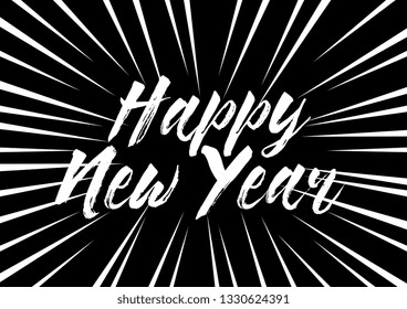 happy new year, beautiful greeting card with black and white background or banner with pop art theme. design illustration