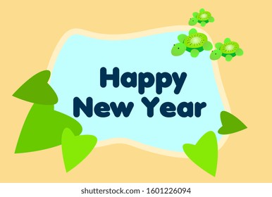 happy new year, beautiful greeting card background or template banner with cute animal character theme. vector design illustration