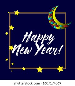 happy new year, beautiful greeting card background or template banner with night theme. vector design illustration