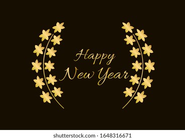 happy new year, beautiful greeting card background or template banner with golden text theme. vector design illustration