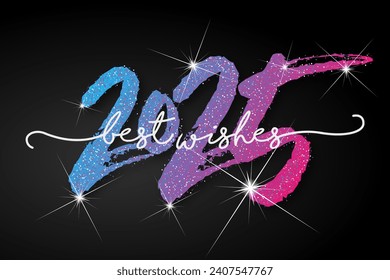 Happy new year - best wishes 2025 with colorful truncated number. Perfect vector for poster, banner, greeting and new year 2025 celebration.	