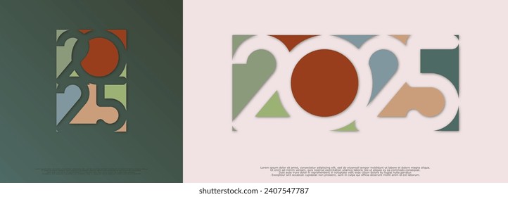 Happy new year - best wishes 2025 with colorful truncated number. Perfect vector for poster, banner, greeting and new year 2025 celebration.	