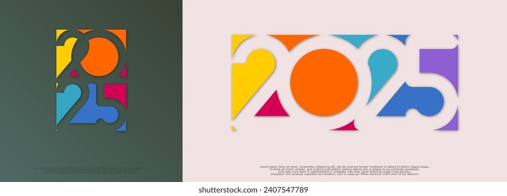 Happy new year - best wishes 2025 with colorful truncated number. Perfect vector for poster, banner, greeting and new year 2025 celebration.	